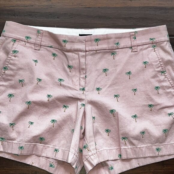 J Crew Shorts Womens 10 Pink Preppy Pocket Chino Ladies Casual Palm Tree 🌴 - Picture 5 of 6
